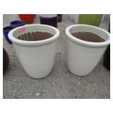 2) White Vietnamese Terracotta Glazed Pots