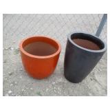 1) Orange & 1) Grey Vietnamese Terracotta Glazed