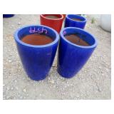 2) Blue Vietnamese Terracotta Glazed Pots