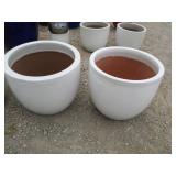 2) White Vietnamese Terracotta Glazed Pots