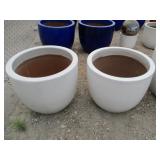 2) White Vietnamese Terracotta Glazed Pots