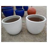 2) White Vietnamese Terracotta Glazed Pots