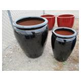 2) Black Vietnamese Terracotta Glazed Pots