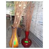 2) Vases with Silk Plants