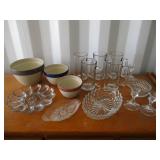 Bowls, Glass Mugs, Trays, Candlesticks