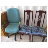 2) Chairs, Rolling Office Chair