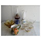 Oil Lamps, Pitcher, Bowls