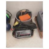 Battery Charger, Drill, Cement Finishing Tools