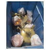Side of C2) Chandeliers With 8) Amber Glass Shades