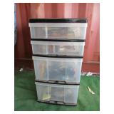 Plastic Drawers with Cords, Light Bulbs, Tape