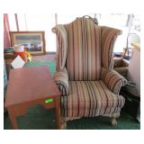 Upholstered Chair, Magazine Rack, Accent Table