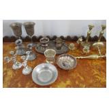 Silver and Gold Colored Candlestick Holders