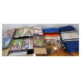 DVDs, Mexican Blankets, Vase