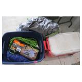 Cooler, 3 Person Tent, Cord, Tarps
