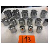 15 - 3/4 drive sockets 7/8 - 2  no brand name