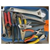 Tray Lot Of Adjustable Wrenches, Pliers And Cuttes
