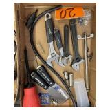 Tray Lot Of Adjustable Wrenches And Putty Knives