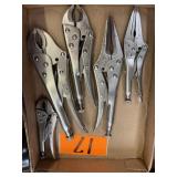 Tray Lot Of 5 Vicegrip Pliers