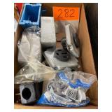 Box lot of electrical boxes, receptacle & plugs