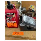 One gallon gas can, 2 license plate holders