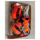 3 - rattach tiedown & several feet of rope.