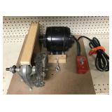 Motorized buffer mounted on wood plank. Motorized buffer mounted on wood plank.
