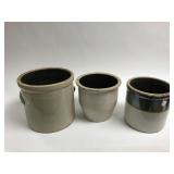 3 stoneware crocks