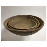 3 Primitive wooden nesting bowls