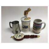 Yuengling, decanter, steins. Yuengling, decanter, steins.