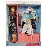 Barbie, clothes and case