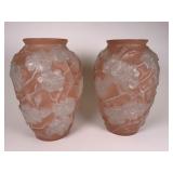 2 Art Deco Phoenix Glass Vases