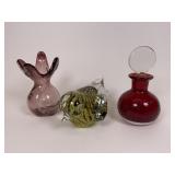Art Glass Bird, Perfume Bottle & Vase