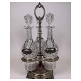 Victorian 3 Bottle Tantalus w/decanters & Silver