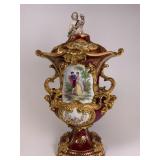 Hand Painted Porcelain lidded urn