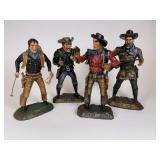 4 Carved Wood Outlaw Figures