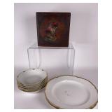 Golden Edged Plates & Sail Box Lot