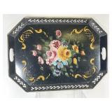 Large Metal Floral Painted Serving Tray