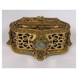 Early Ornate brass dresser / trinket box