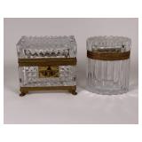 French Cut Glass & Brass trinket boxes