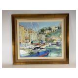 Richard de Premare Harbour Scene Oil on Canvas