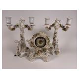 Early Porcelain Clock & Candleholders