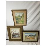 3 Various Artist Framed Water Colors