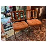 Rattan & Brass Dining Chairs by Chromcraft