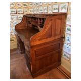 Large Oak Roll Top Desk with Interior Compartments