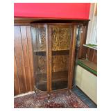 Antique Oak China Cabinet with Bow Glass Sides