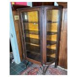 Oak China Cabinet with Bow Glass Sides & Maple Bac