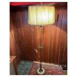 Antique Brass & Onyx Floor Lamp with Shade