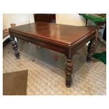 Mahogany Office Desk with Turned Legs & Two Drawer