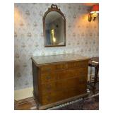 Wood Dresser & Mirror with Glass Top