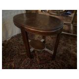 Wood Depression-Style Lamp Table with Shelf